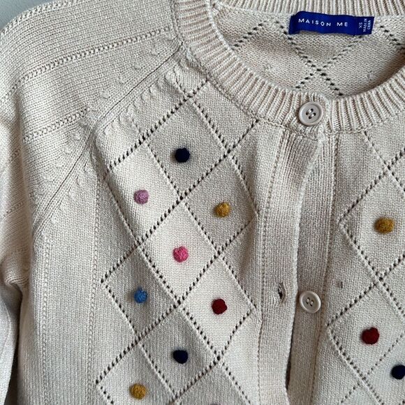 Maison Me Pom Pom Cardigan Sweater XS - Picture 3 of 7